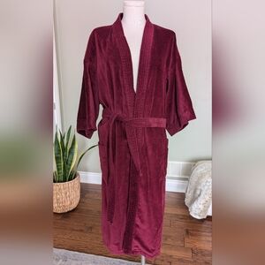 Vintage Hudson’s Bay Bathrobe Charter Collection Cotton Burgundy One Size